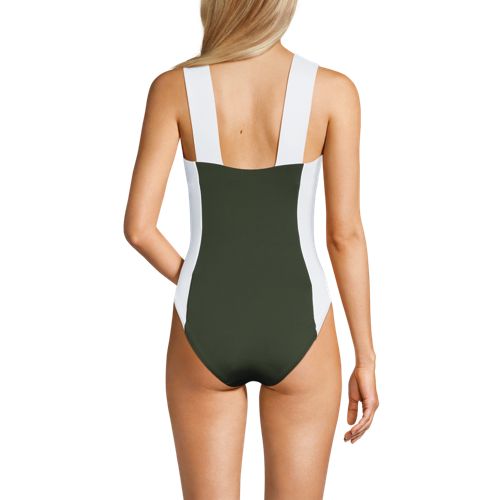 Women's Square Neck High Leg One Piece Swimsuit, Back