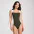 Women's Square Neck High Leg One Piece Swimsuit, Front