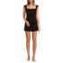 Women's Smoothing Square Neck Ruched Swim Dress Swimsuit, Front