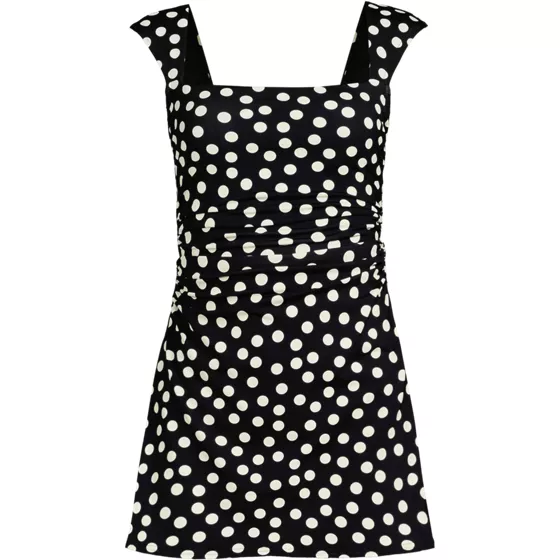 Women's Smoothing Square Neck Ruched Swim Dress Swimsuit - primary