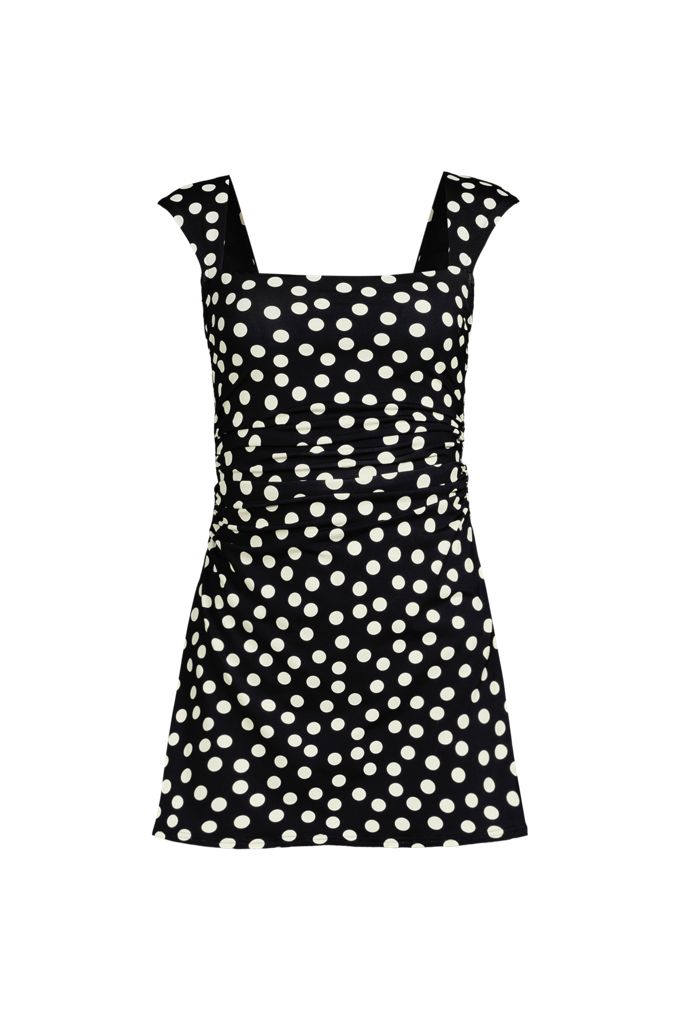 Women's Plus Size Smoothing Square Neck Ruched Swim Dress Swimsuit - Lands' End - Black - 26W