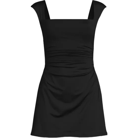 Women's Smoothing Square Neck Ruched Swim Dress Swimsuit - primary