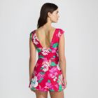 Women's Chlorine Resistant Square Neck Ruched Swim Dress One Piece Swimsuit