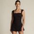 Women's Smoothing Square Neck Ruched Swim Dress Swimsuit, Front