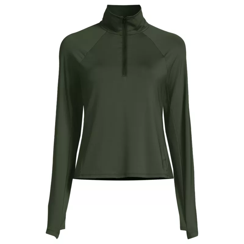 Women's Plus Size SunShade UPF 50 Quarter Zip Rash Guard, Front