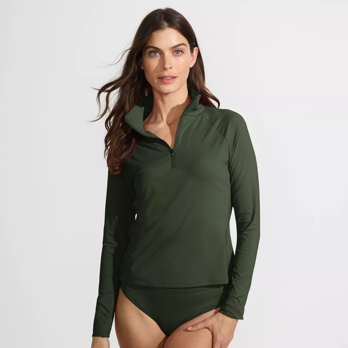 Women's Long Sleeve Quarter Zip UPF 50 Rash Guard