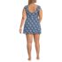 Women's Plus Size Smoothing Square Neck Ruched Swim Dress Swimsuit, Back