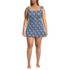 Women's Plus Size Smoothing Square Neck Ruched Swim Dress Swimsuit, Front