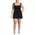 Women's Plus Size Smoothing Square Neck Ruched Swim Dress Swimsuit, Front