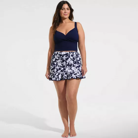 Women's Plus Size Ruffle Hem Mini Swim Skirt  - primary