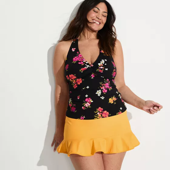 Women's Plus Size Ruffle Hem Mini Swim Skirt  - primary
