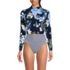 Women's Petite Long Sleeve Cropped UPF 50 Rash Guard, Front