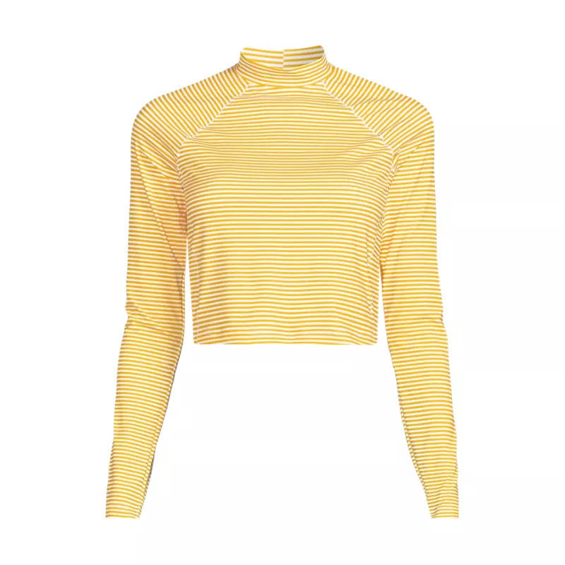 Women's Plus Size SunShade UPF 50 Long Sleeve Cropped Rash Guard, Front