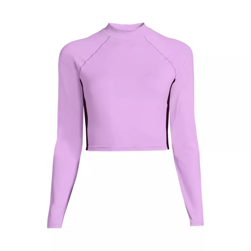 Women's Plus Size SunShade UPF 50 Long Sleeve Cropped Rash Guard, Front