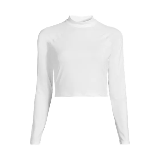 Women's Plus Size SunShade UPF 50 Long Sleeve Cropped Rash Guard - primary