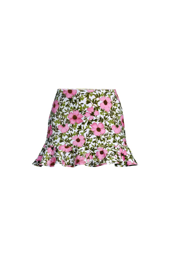 Lands' End Women's Plus Size Ruffle Hem Mini Swim Skirt In White