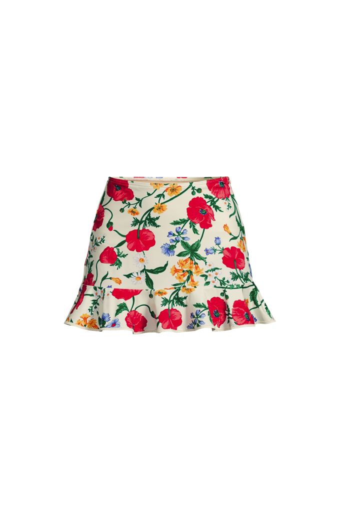 Lands' End Women's Ruffle Hem Mini Swim Skirt In White