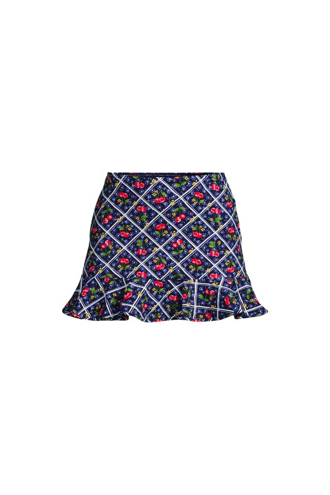 Lands' End Women's Plus Size Ruffle Hem Mini Swim Skirt In Blue