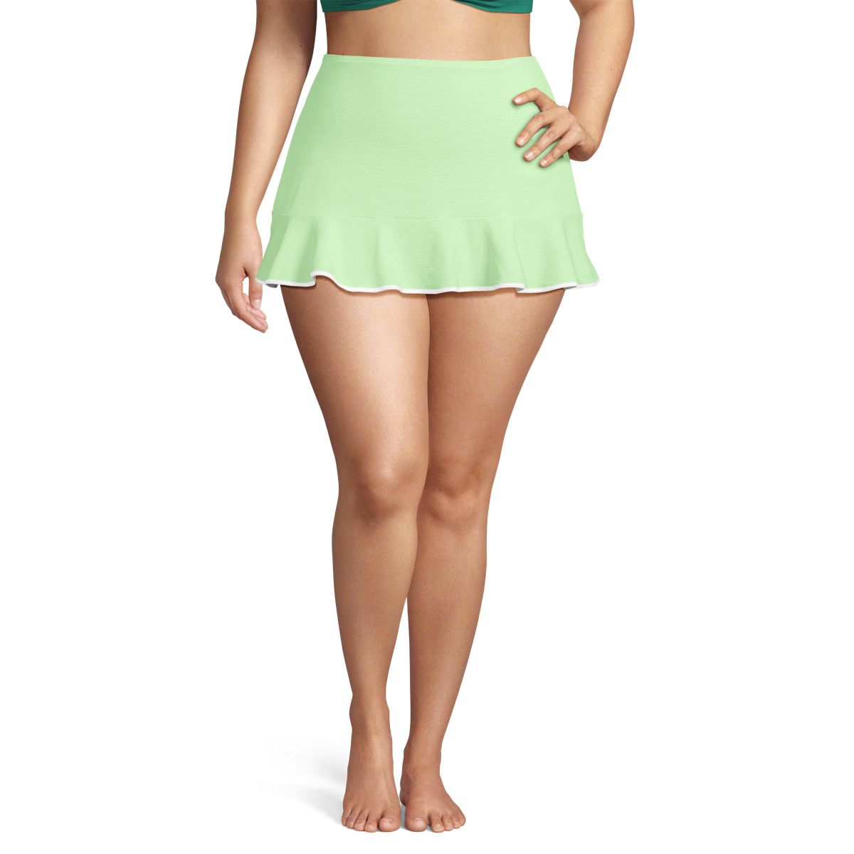 Women's Pique Ruffle Hem Mini Swim Skirt