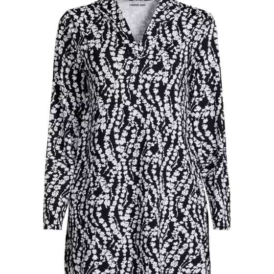 Women's Long Torso SunShade UPF 50 Hooded Mini Swim Swim Cover-Up Dress - primary