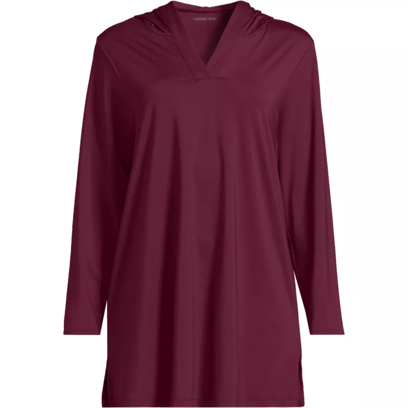 Women's SunShade UPF 50 Hooded Mini Swim Swim Cover-Up Dress, Front