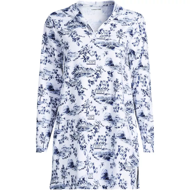 Women's SunShade UPF 50 Hooded Mini Swim Swim Cover-Up Dress, Front