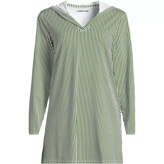 Women's Long Torso SunShade UPF 50 Hooded Mini Swim Swim Cover-Up Dress - primary