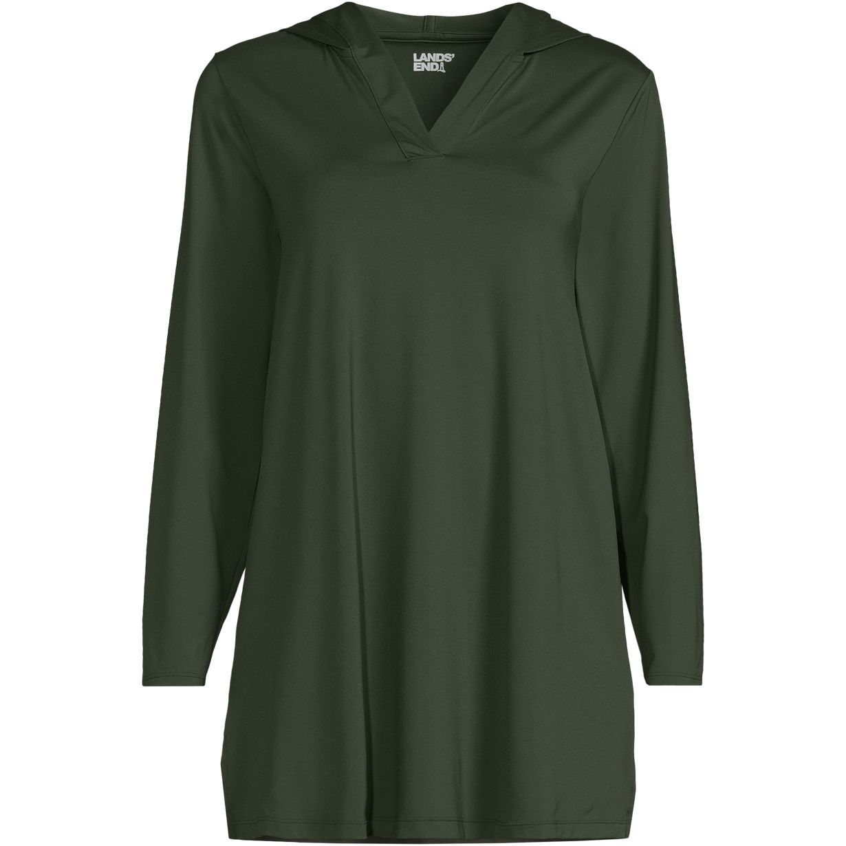 Women's Plus Size SunShade UPF 50 Hooded Mini Swim Swim Cover-Up Dress