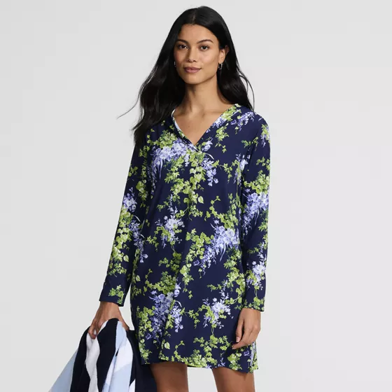 Women's SunShade UPF 50 Hooded Mini Swim Swim Cover-Up Dress - primary