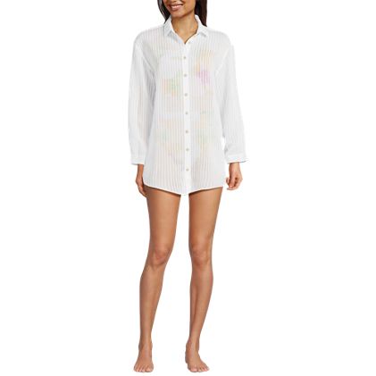 Women's Petite Rayon Rib Button Down Cover-Up - image 2
