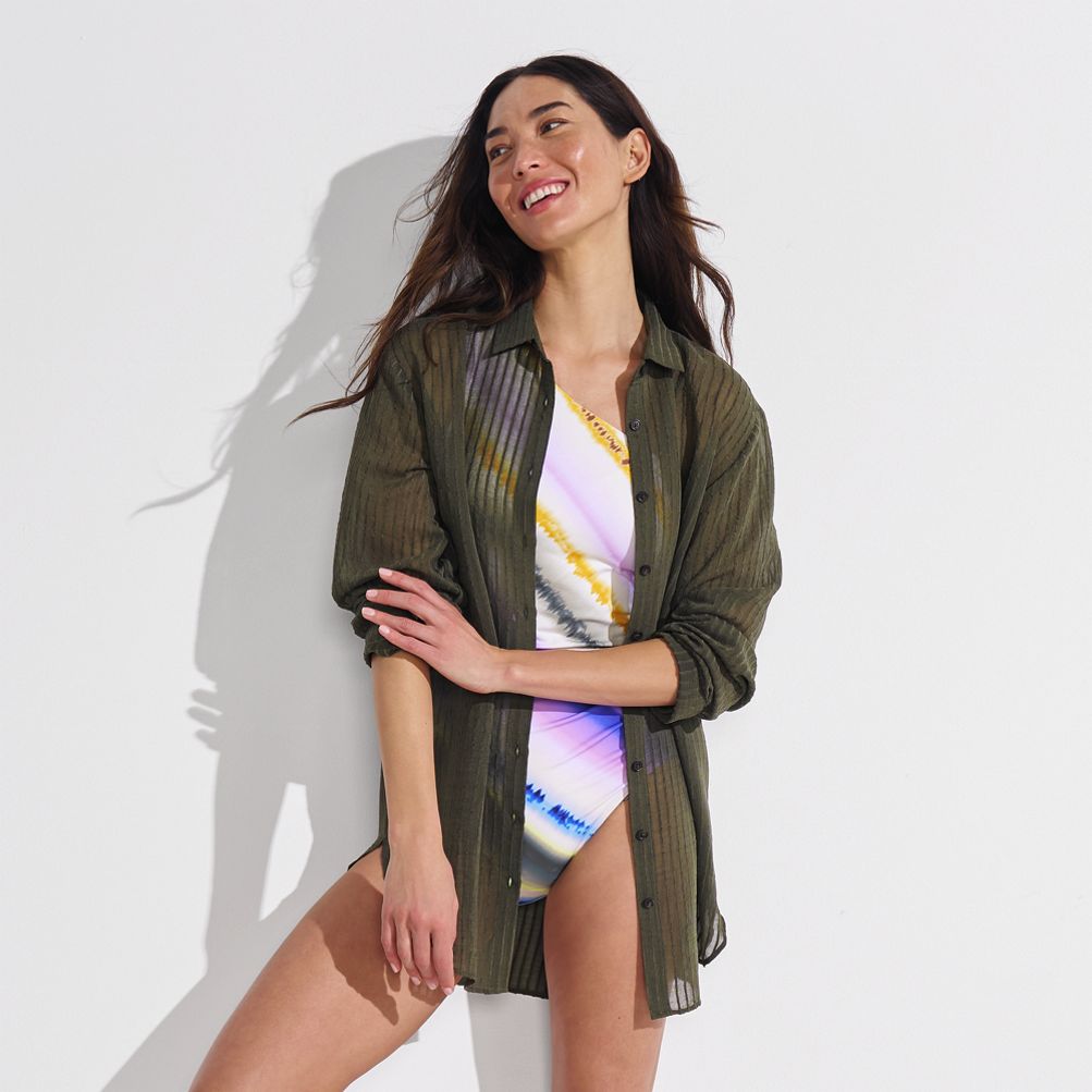 shirt dress swim cover up Cupshe Women's Selina Buttoned Cover-Up Shirt Dress