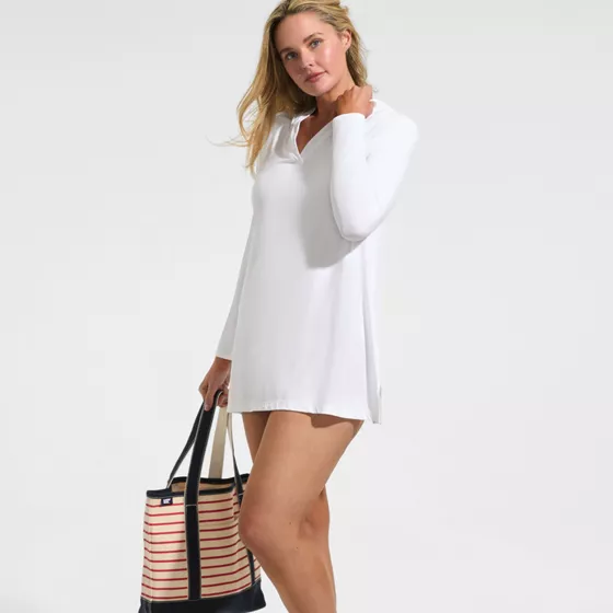Women's Plus Size SunShade UPF 50 Hooded Mini Swim Swim Cover-Up Dress - primary
