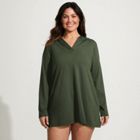 Women's Plus Size SunShade UPF 50 Hooded Mini Swim Swim Cover-Up Dress