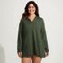 Women's Plus Size SunShade UPF 50 Hooded Mini Swim Swim Cover-Up Dress, Front