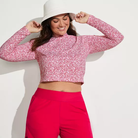 Women's SunShade UPF 50 Long Sleeve Cropped Rash Guard - primary