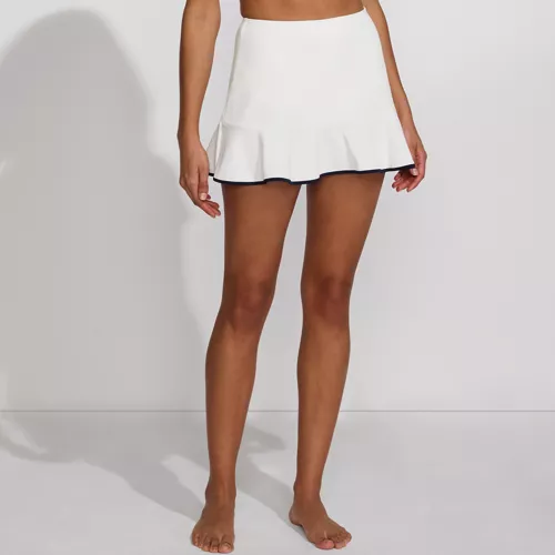 Women's Pique Ruffle Hem Mini Swim Skirt, Front
