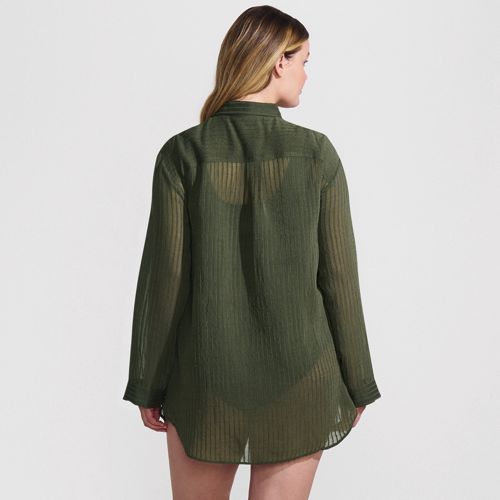 Women's Rayon Rib Button Down Cover-Up - image 4