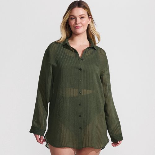 Women's Rayon Rib Button Down Cover-Up - image 3