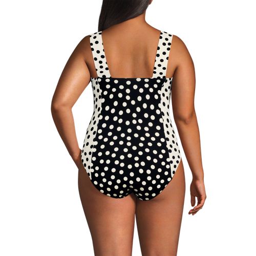  Lands' End Badeanzug Mit Karree-ausschnitt, Extra Hohes Bein, Damen, Größe:48 Plus, Schwarz, Elasthan/nylon-mischung, By Lands' End 