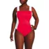 Women's Plus Size Women's Square Neck High Leg One Piece Swimsuit, Front