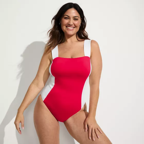 Women's Square Neck High Leg One Piece Swimsuit - primary