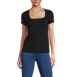 Women's Short Sleeve Tugless Double Layer Square Neck Knit Top, Front