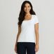 Women's Short Sleeve Tugless Double Layer Square Neck Knit Top, Front