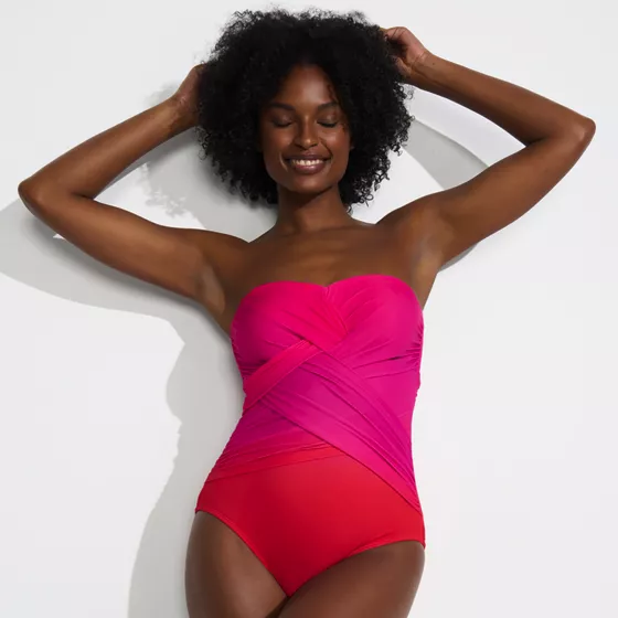 Women's SlenderSuit Wrap Bandeau One Piece Swimsuit - primary