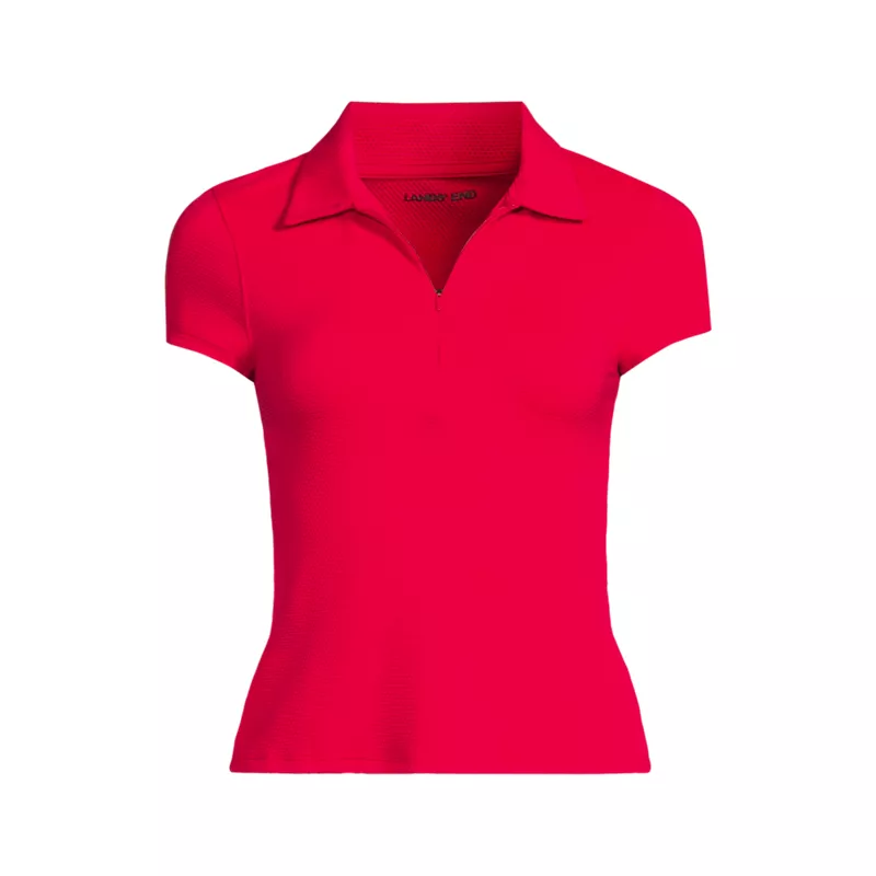 Women's SunShade UPF 50 Short Sleeve Pique Johnny Collar Rash Guard, Front
