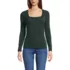 Women's Long Sleeve Tugless Double Layer Square Neck Knit Top, Front
