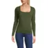 Women's Long Sleeve Tugless Double Layer Square Neck Knit Top, Front