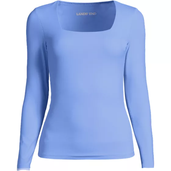 Women's Long Sleeve Tugless Double Layer Square Neck Knit Top - primary