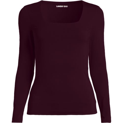 Women's Long Sleeve Tugless Double Layer Square Neck Knit Top - image 4