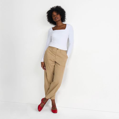 Women's Long Sleeve Tugless Double Layer Square Neck Knit Top, alternative image